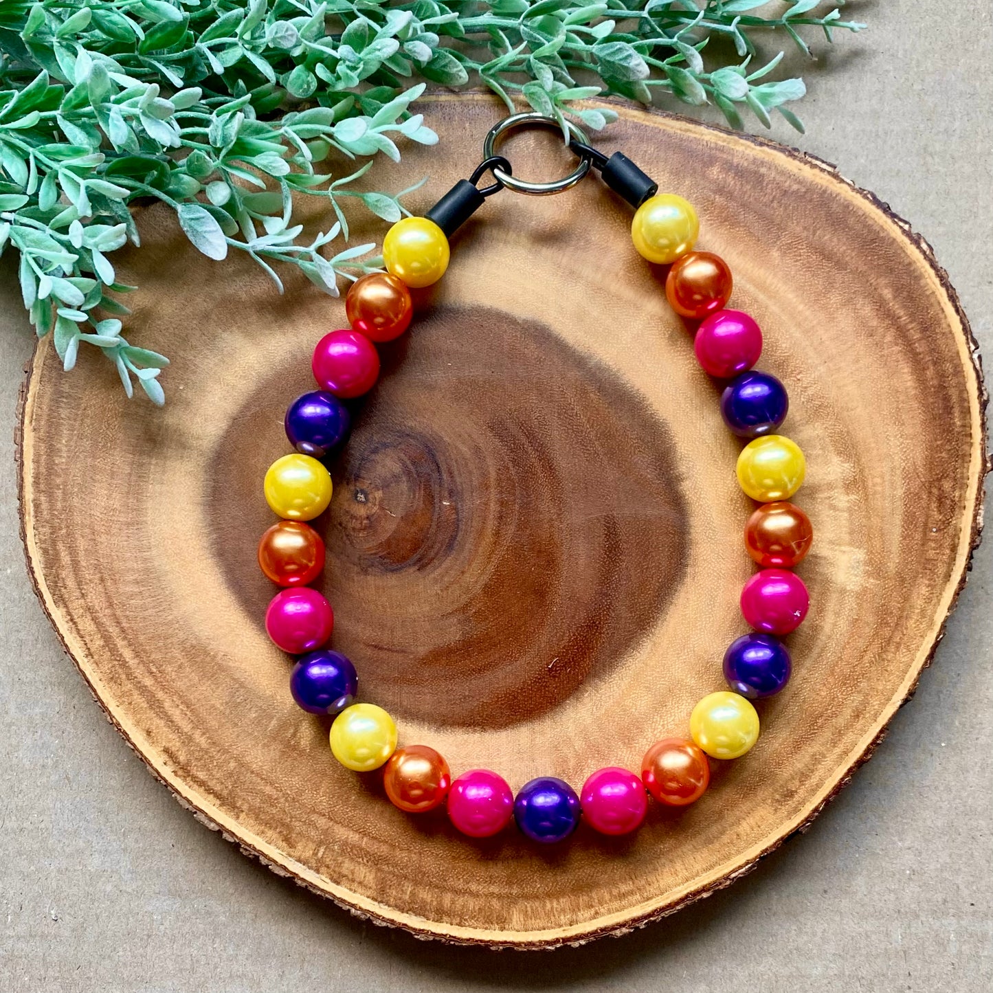 Sunset Bubblegum Dog Beaded Collar
