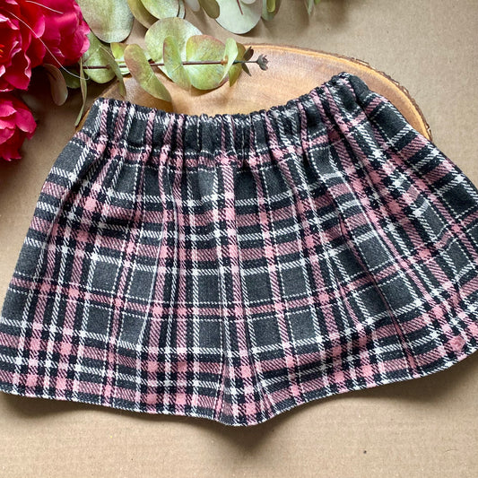Pink & Black Plaid Skirt