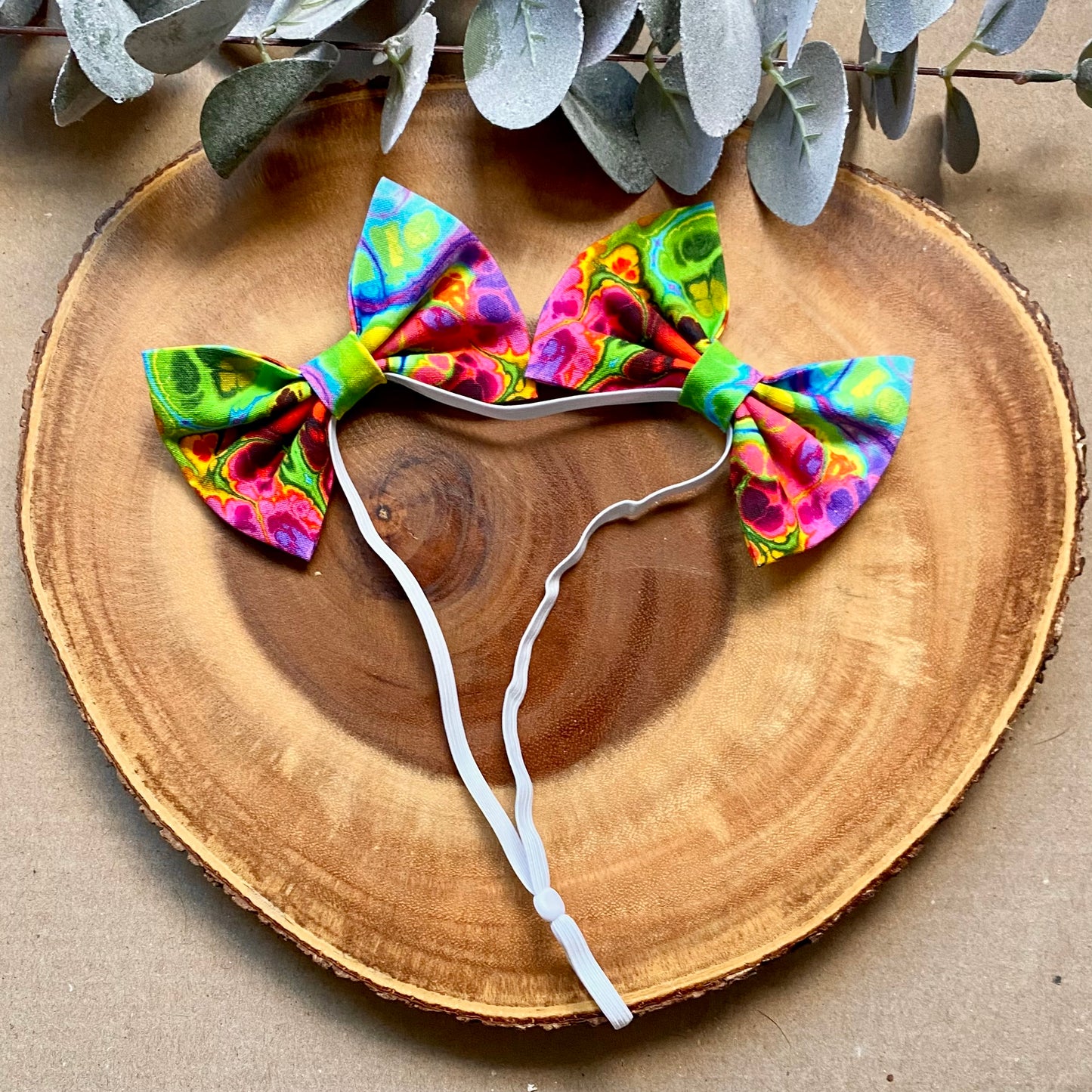80s Neon Dog Double Bows