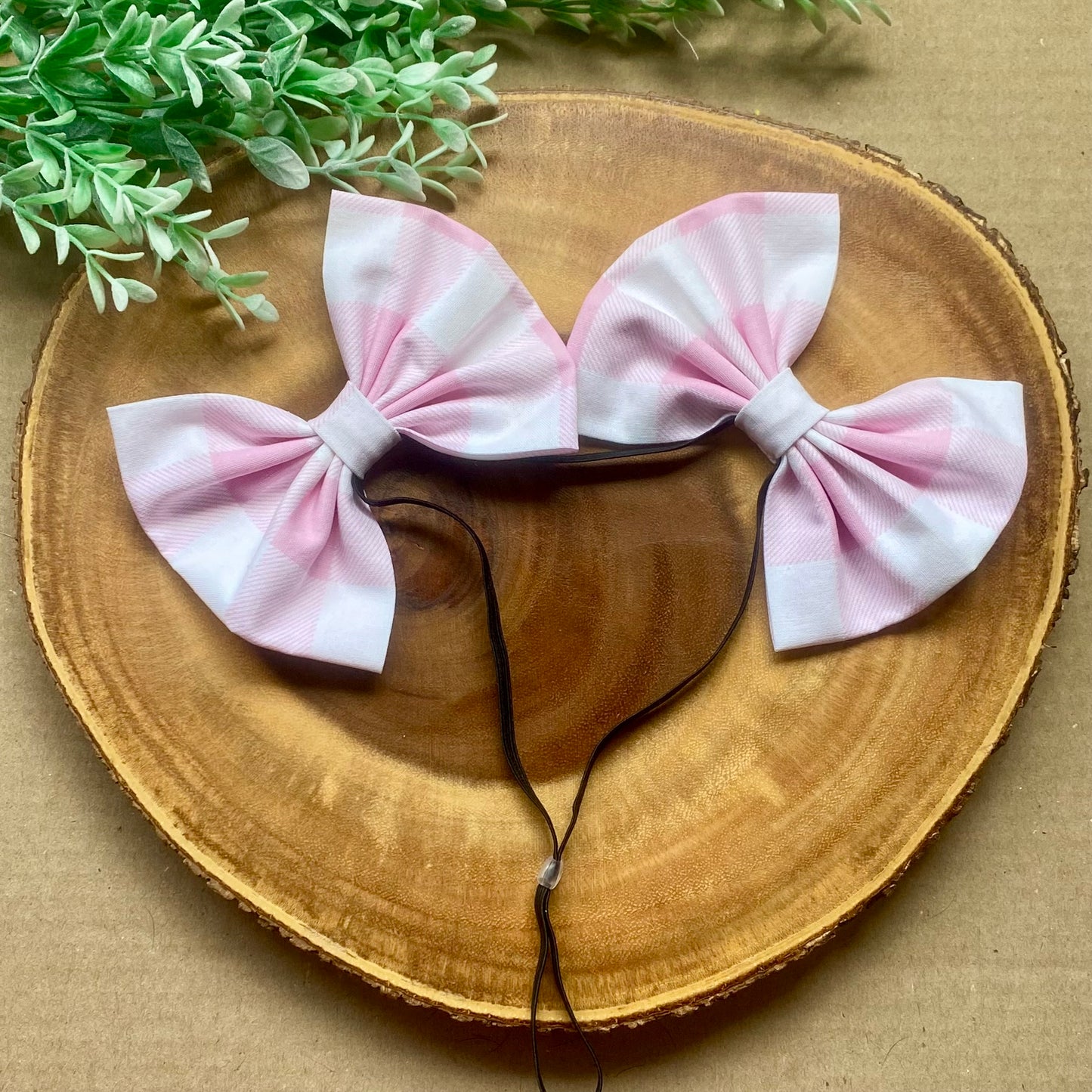 Pink Plaid Jumbo Double Dog Bows