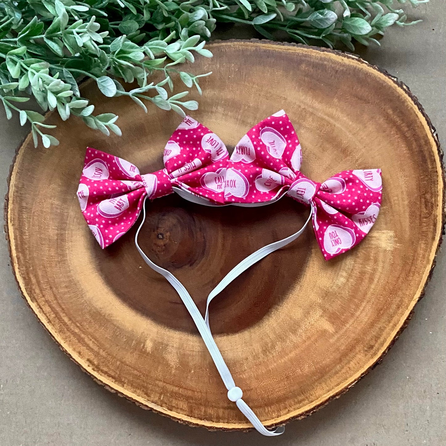 Conversation Hearts Dog Double Bows