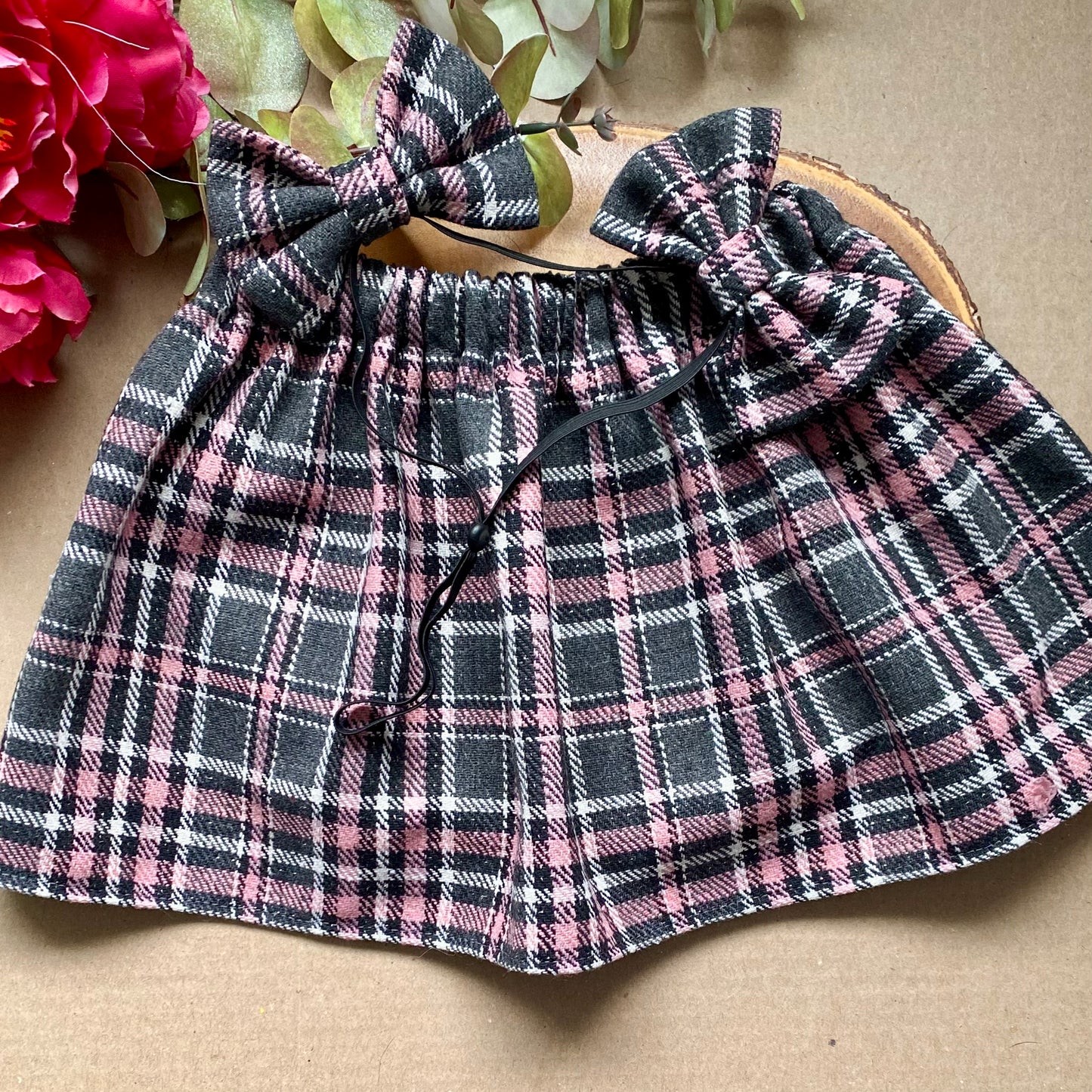 Pink & Black Plaid Skirt