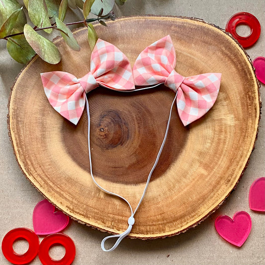 Pink Plaid Double Bows