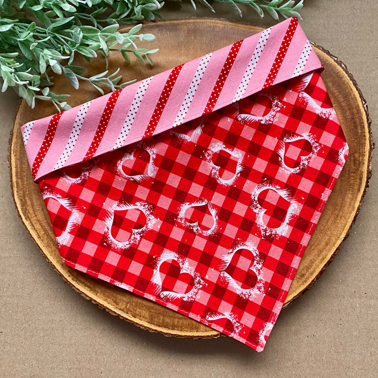 Argyle Valentine Hearts Dog Bandana