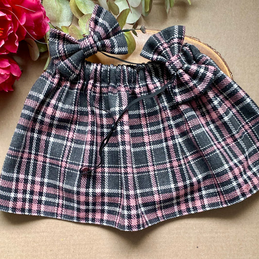 Pink & Black Plaid Double Bows