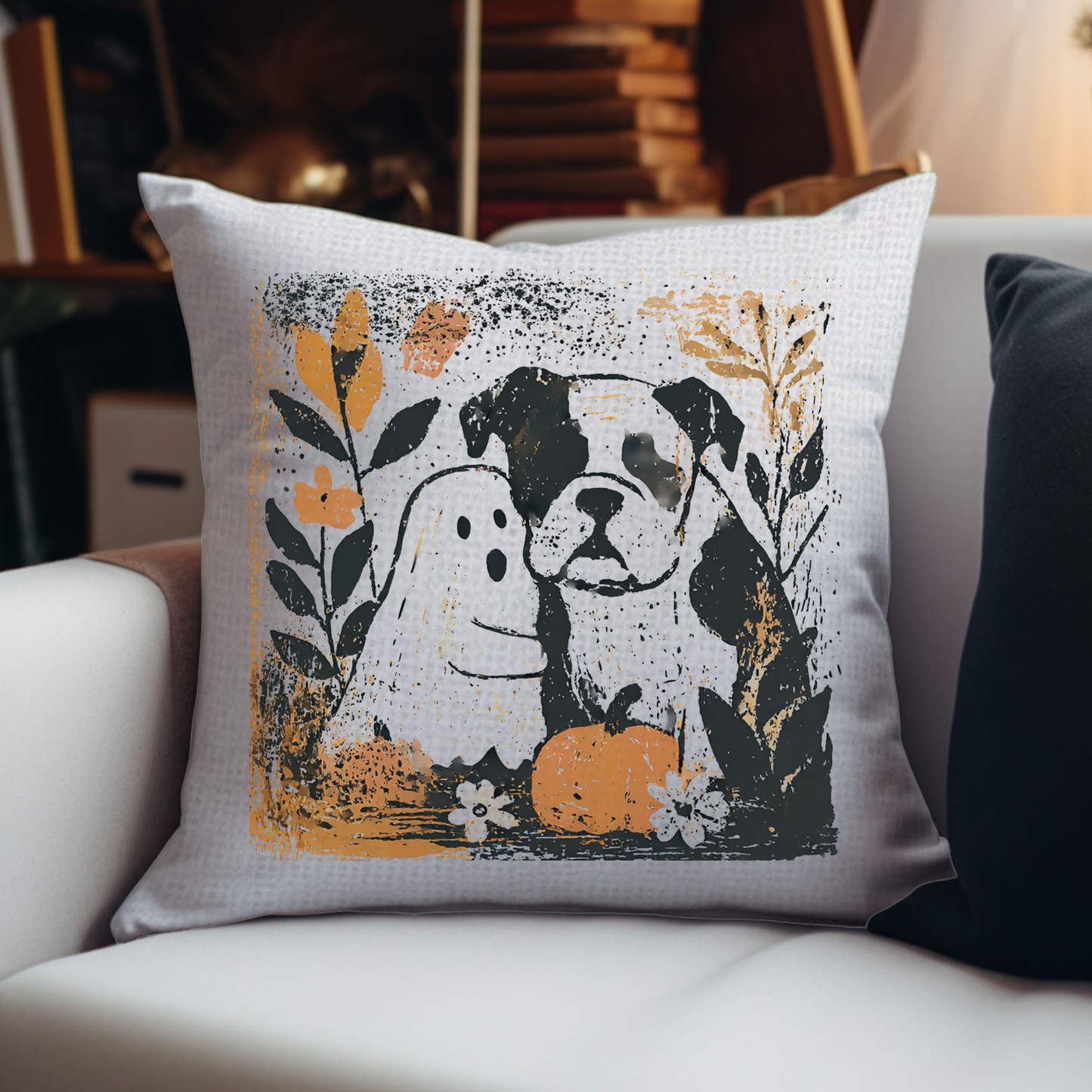 Summerween Bulldog Pillow