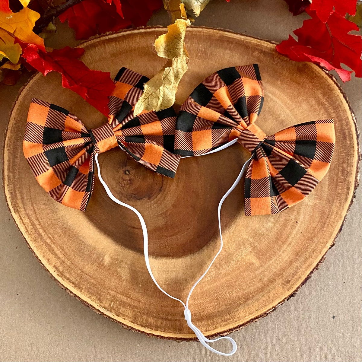 Halloween Plaid Jumbo Double Dog Bows