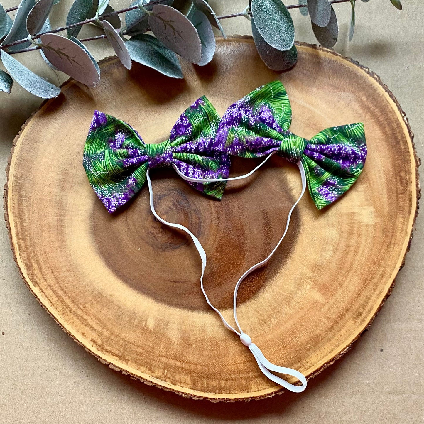 Lavender Fields Dog Double Bows