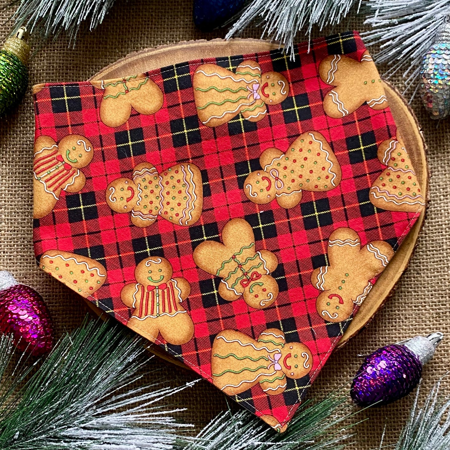 Gingerbread Plaid Dog Bandana