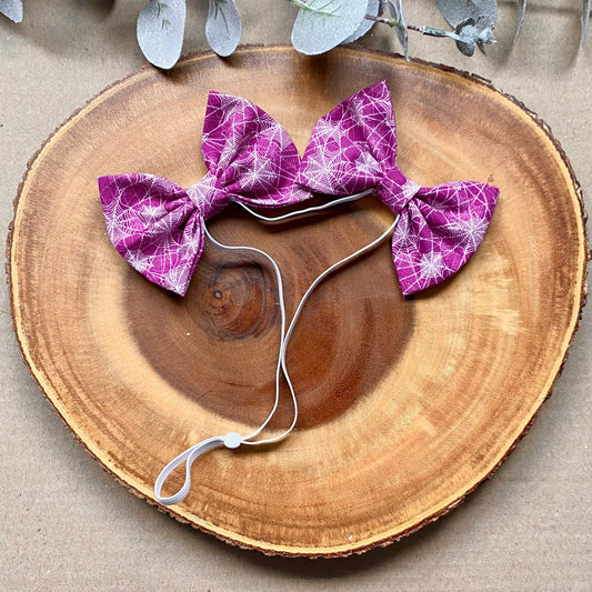 Purple Webs Dog Double Bows