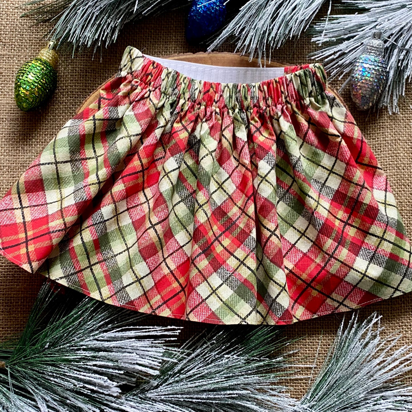 Christmas Plaid Dog Skirt