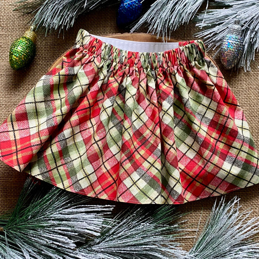 Christmas Plaid Dog Skirt