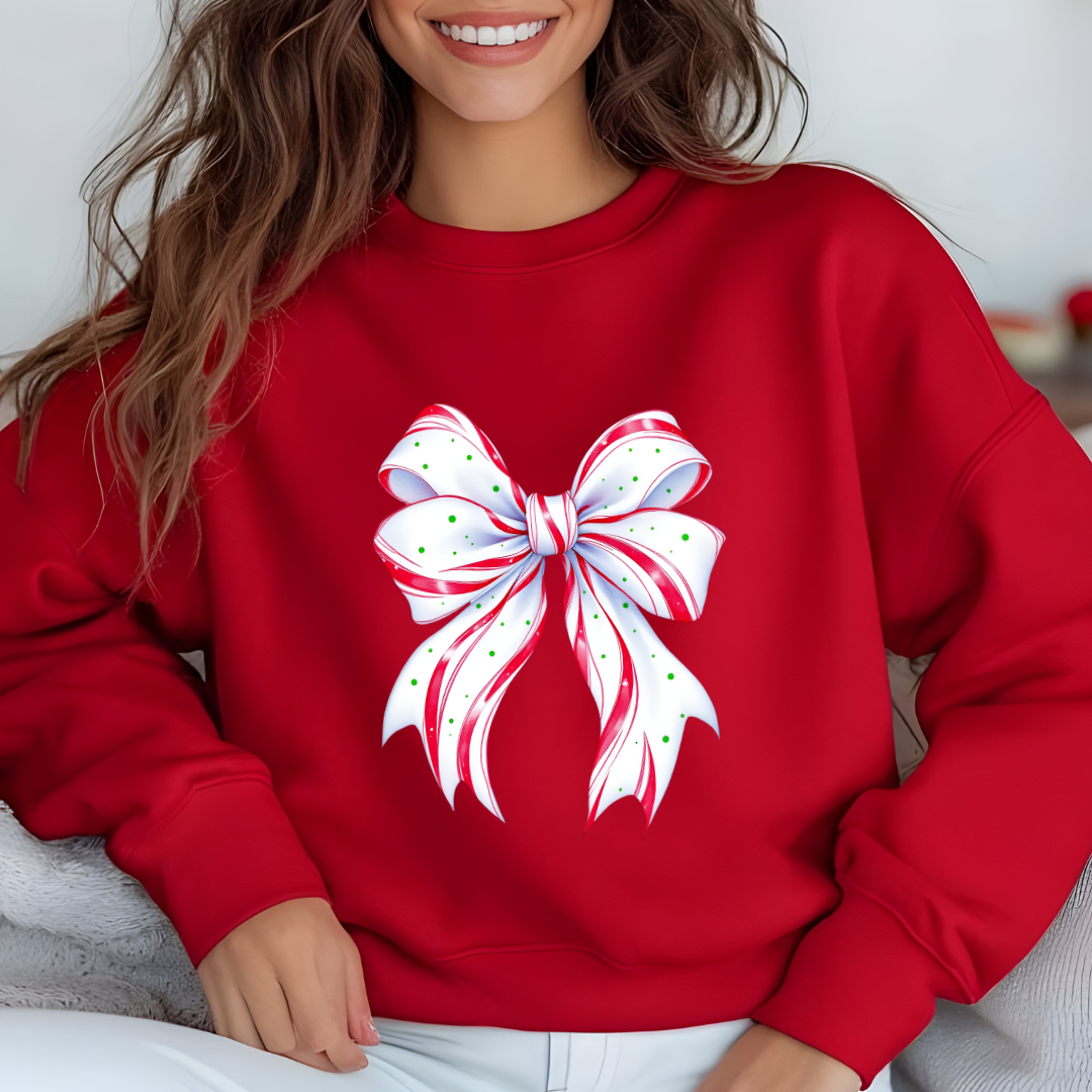 Candy Cane Bow Crewneck