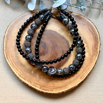 Victoria Lace 3 String Beaded Collar