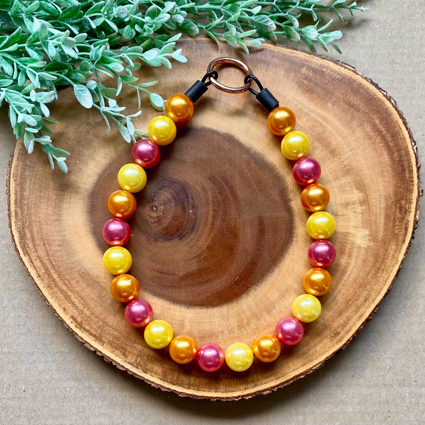 Grapefruit Bubblegum Dog Beaded Collar