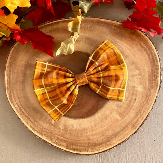 Fall Plaid Dog Bowtie & Head Bow