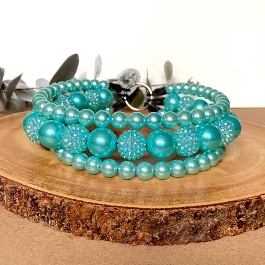 Tiffany Blue 3 String Beaded Collar