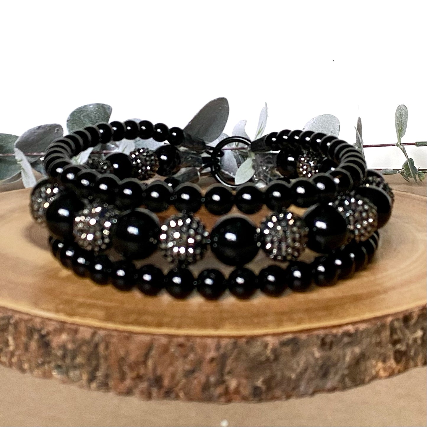 Black Venom 3 String Beaded Collar