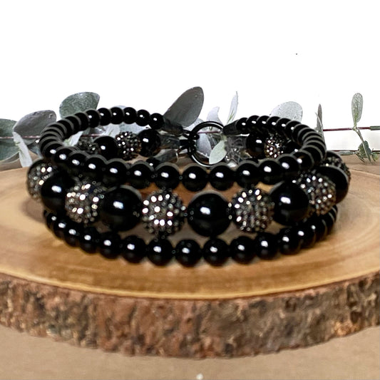 Black Venom 3 String Beaded Collar