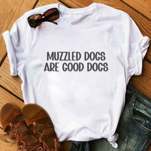 Muzzled Dogs are Good Dogs V-neck Tshirt