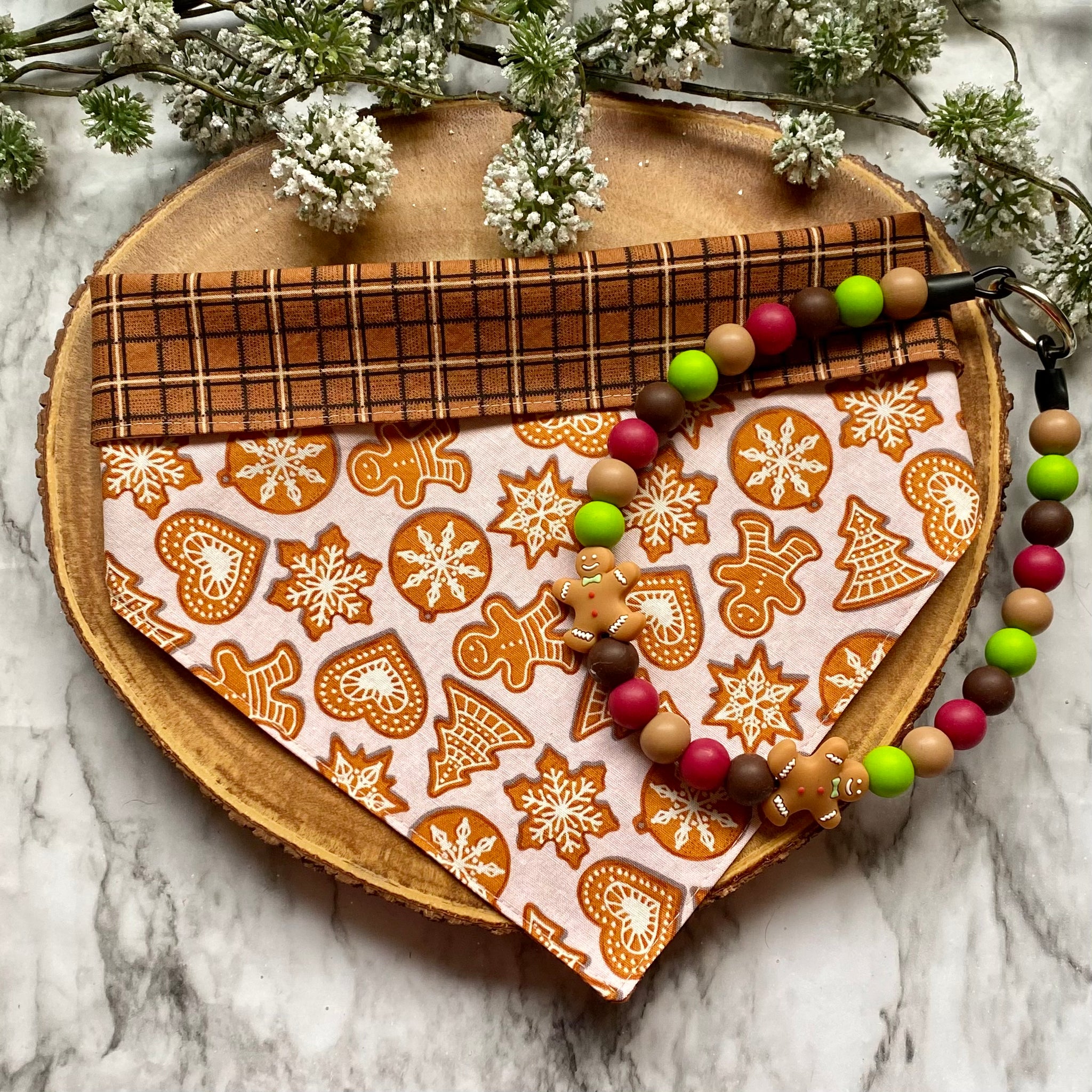 Gingerbread Plaid Bandana