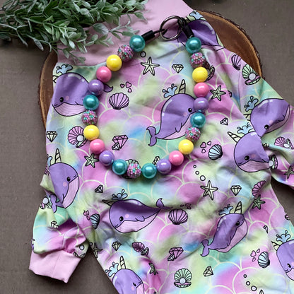 Narwhal Life Bubblegum Dog Beaded Collar