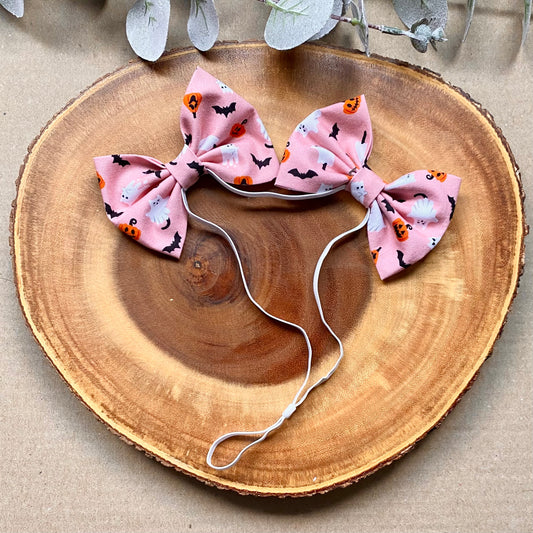 Pink Halloween Dog Double Bows