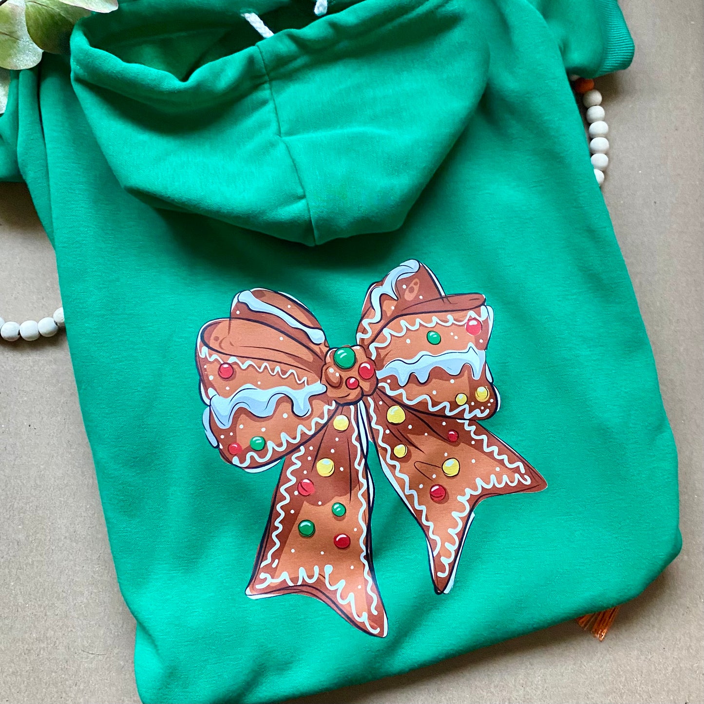 Gingerbread Bow Dog Hoodie