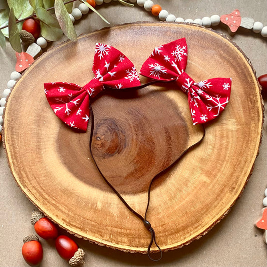 Red Snowflakes Double Bows