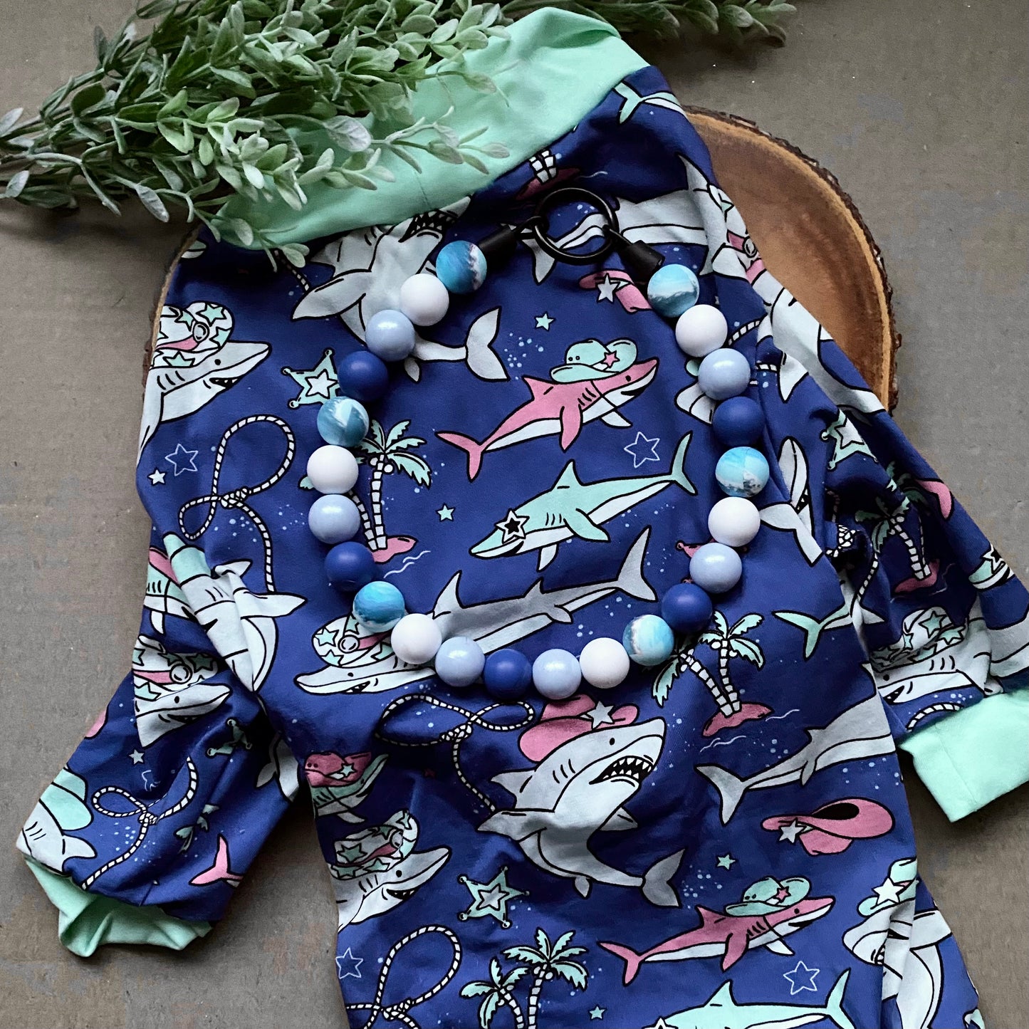 Cowboy Sharks Bubblegum Dog Beaded Collar