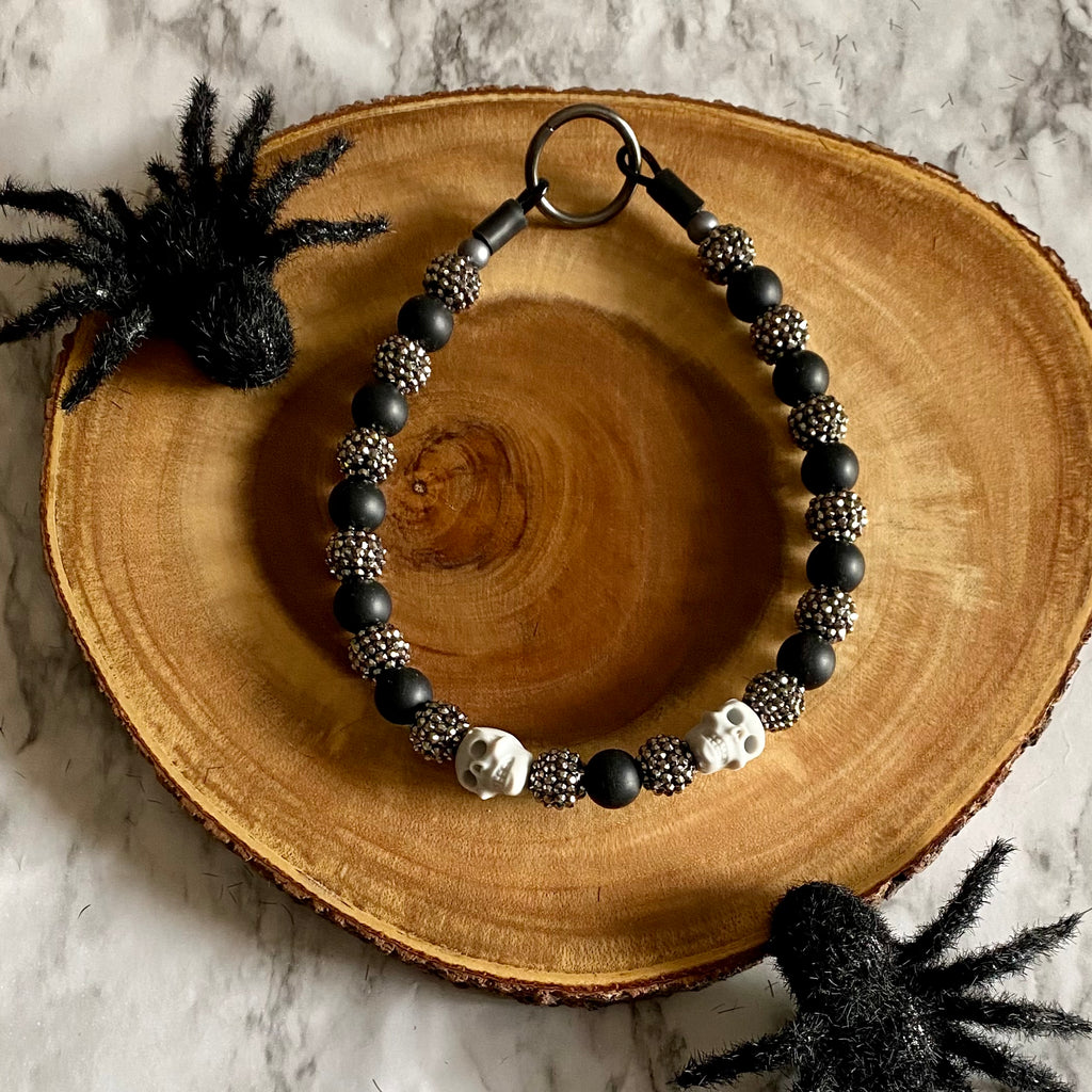 Glitter Skulls Beaded Collar