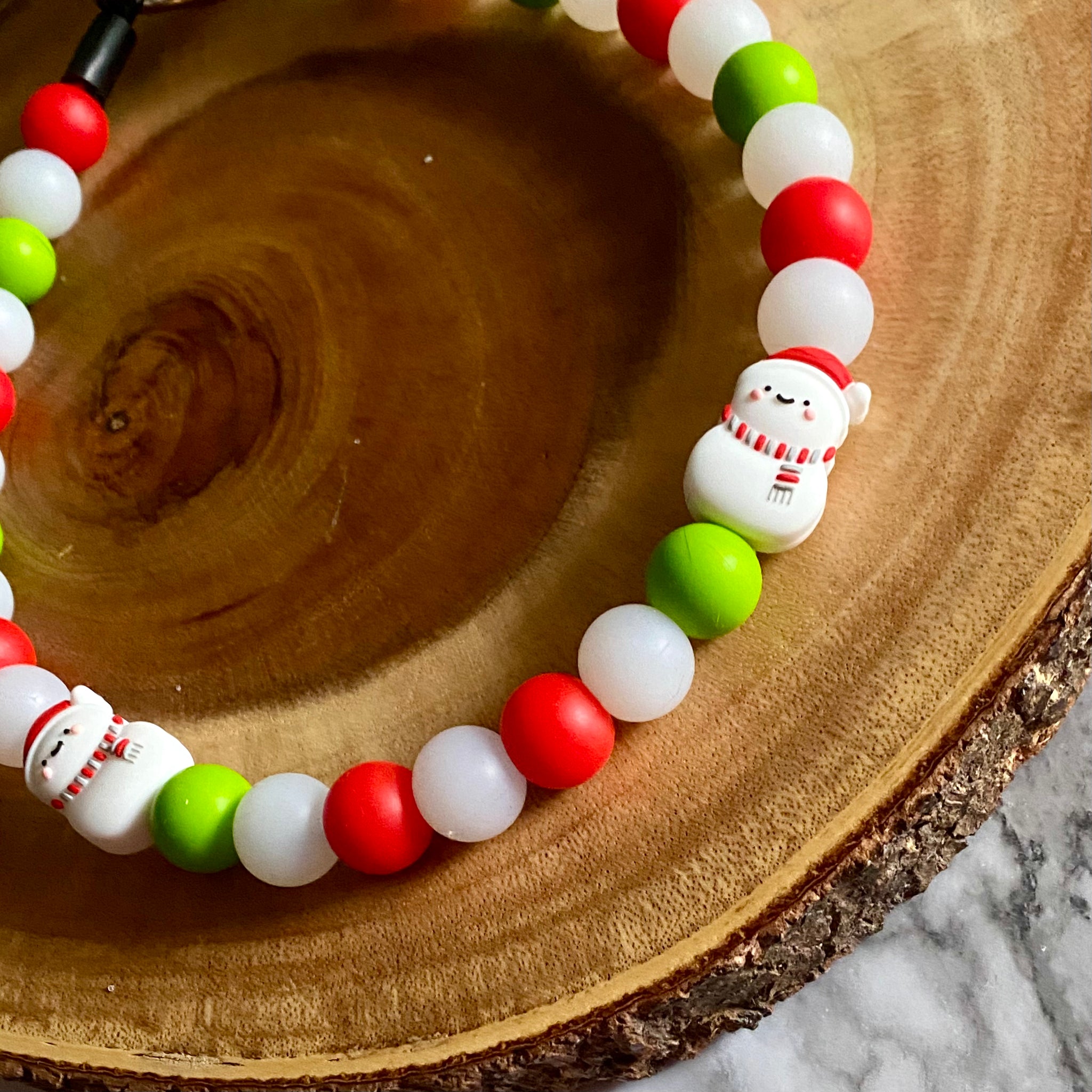 GLOW IN THE DARK Snowman Beaded Collar
