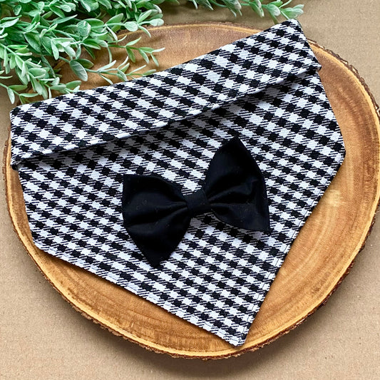 Black and White Dog Bandana with Bow