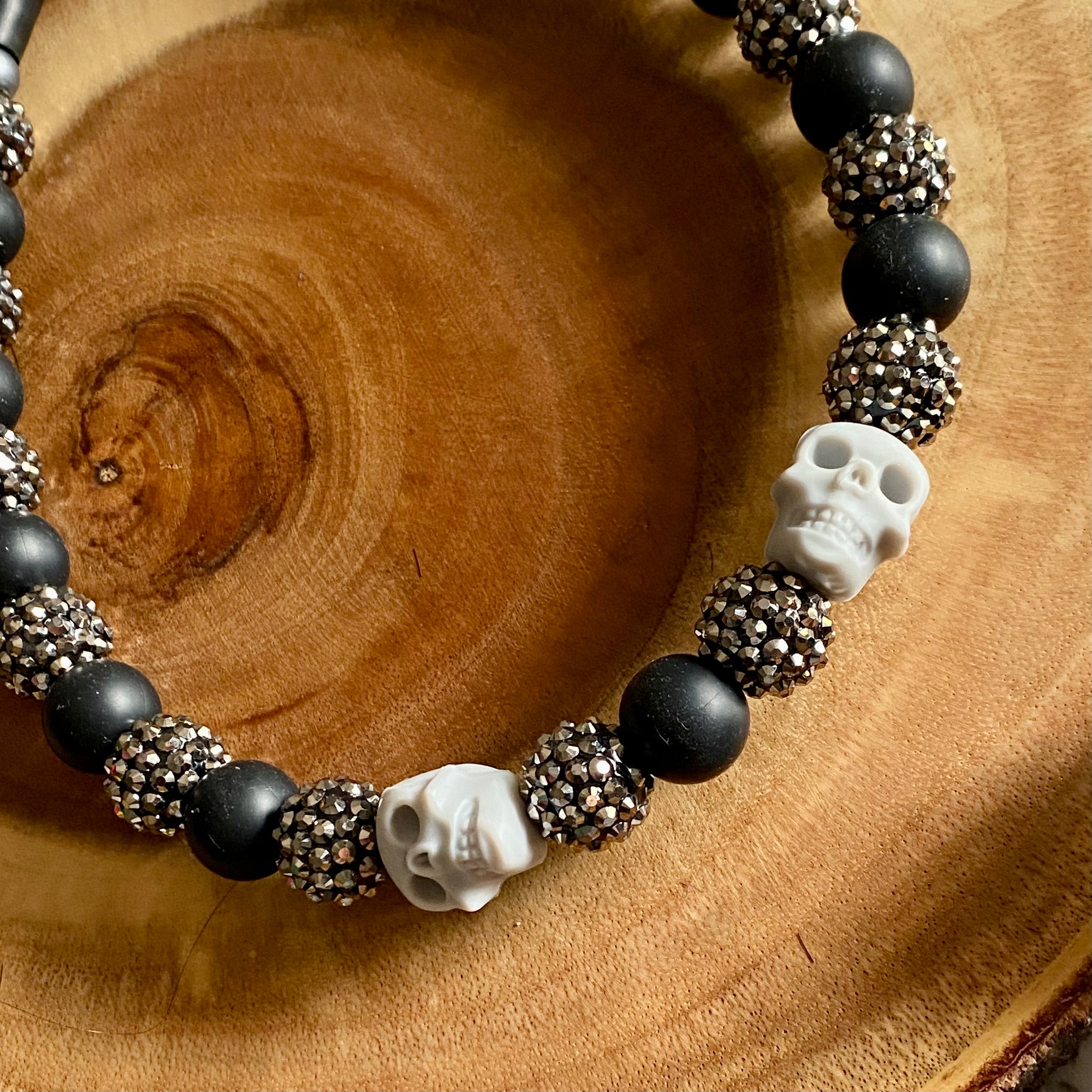 Glitter Skulls Beaded Collar
