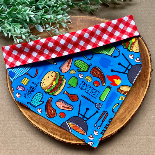 Summer BBQ dog bandana by Bully Love Boutique, featuring a colorful, festive design for pets to wear during outdoor gatherings.