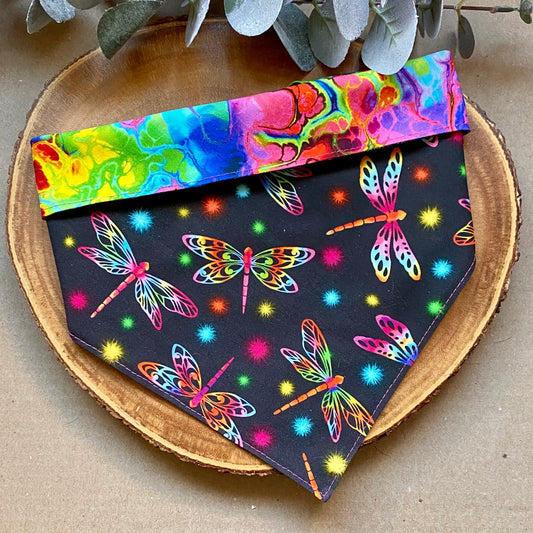 Neon Dragonfly Dog Bandana