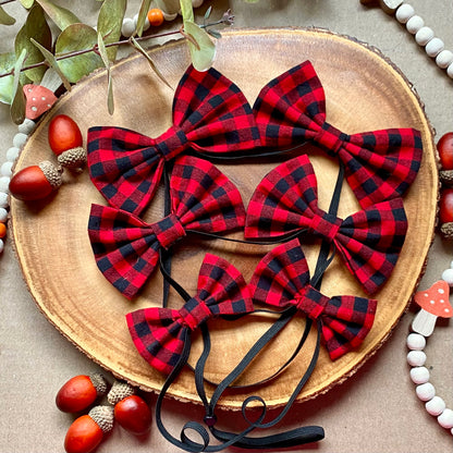 Green Buffalo Plaid Double Bows