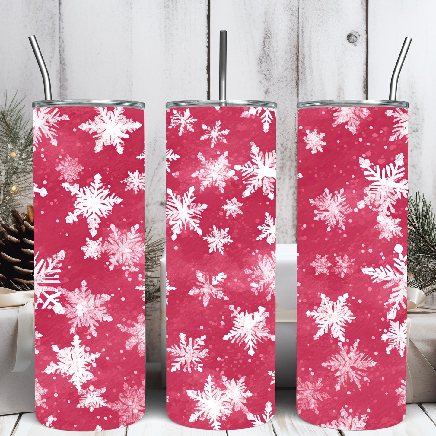 Pink Snowflake Tumbler