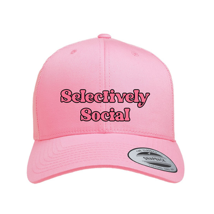 Selectively Social Hat by Bully Love Boutique, stylish wide-brim straw hat with a decorative band and sun protection.