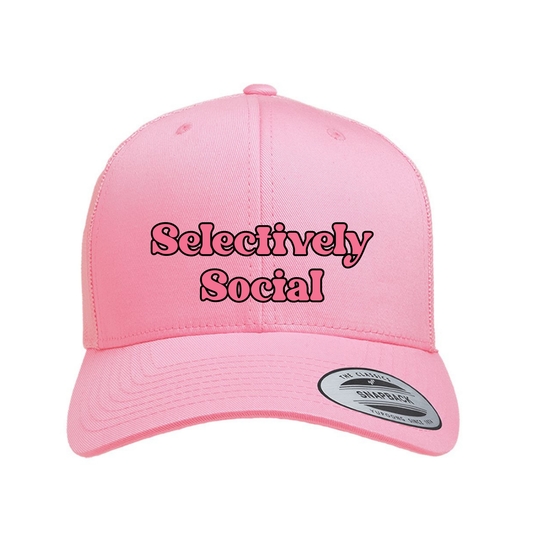 Selectively Social Hat by Bully Love Boutique, stylish wide-brim straw hat with a decorative band and sun protection.