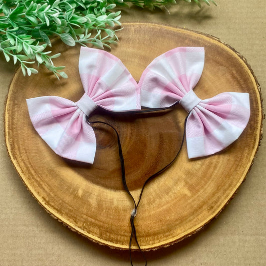 Pink Plaid Jumbo Double Dog Bows
