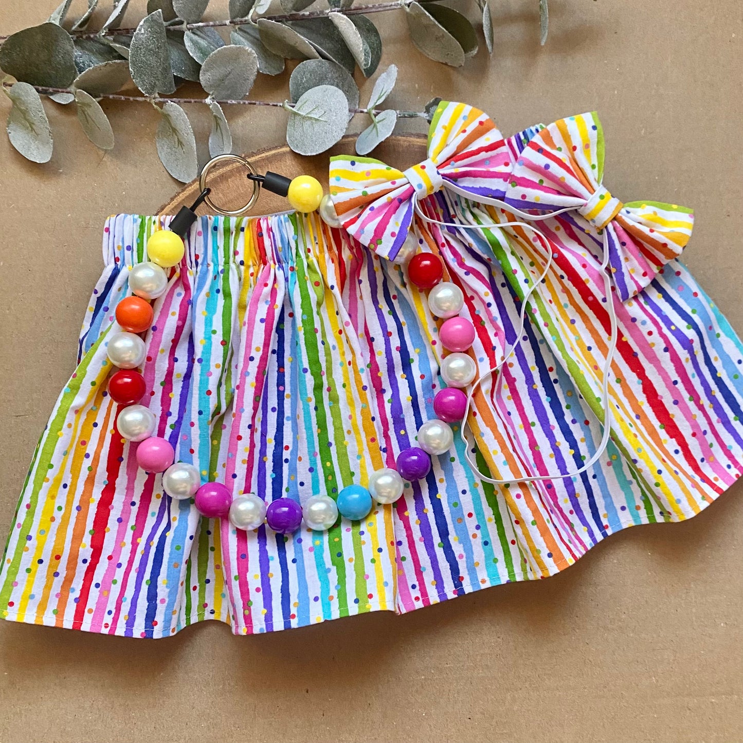 Summer Stripes Dog Double Bows