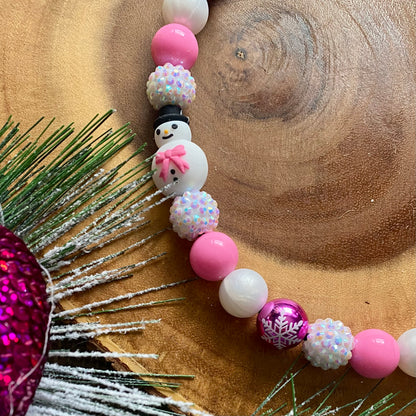Blushing Smowman Beaded Collar