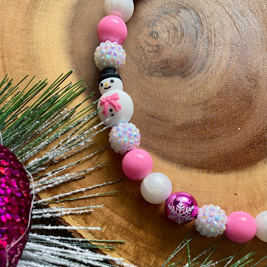 Blushing Smowman Beaded Collar