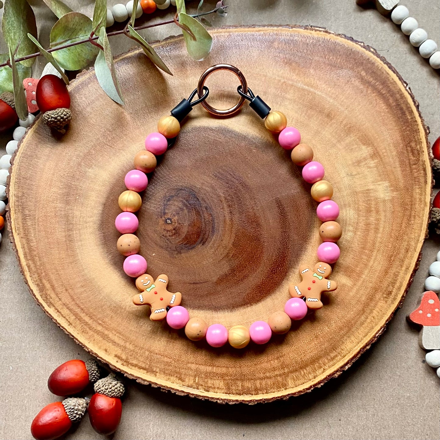 Pink GIngerbread Beaded Collar