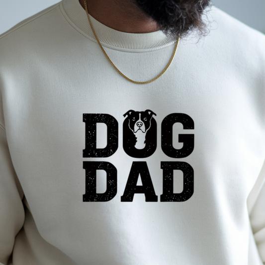 Bully Love Boutique Dog Dad crewneck sweatshirt with a soft fabric, featuring a comfortable fit and stylish dog-themed design.