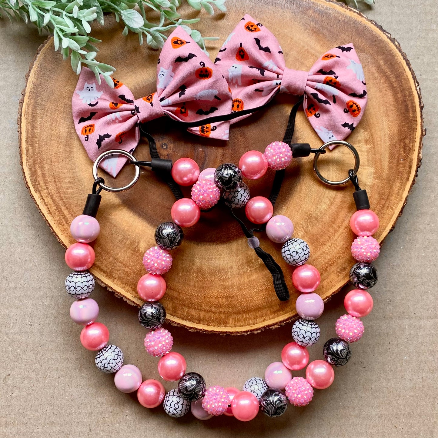 Pink Summerween Bubblegum Dog Beaded Collar