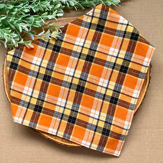 Orange Plaid Dog Bandana