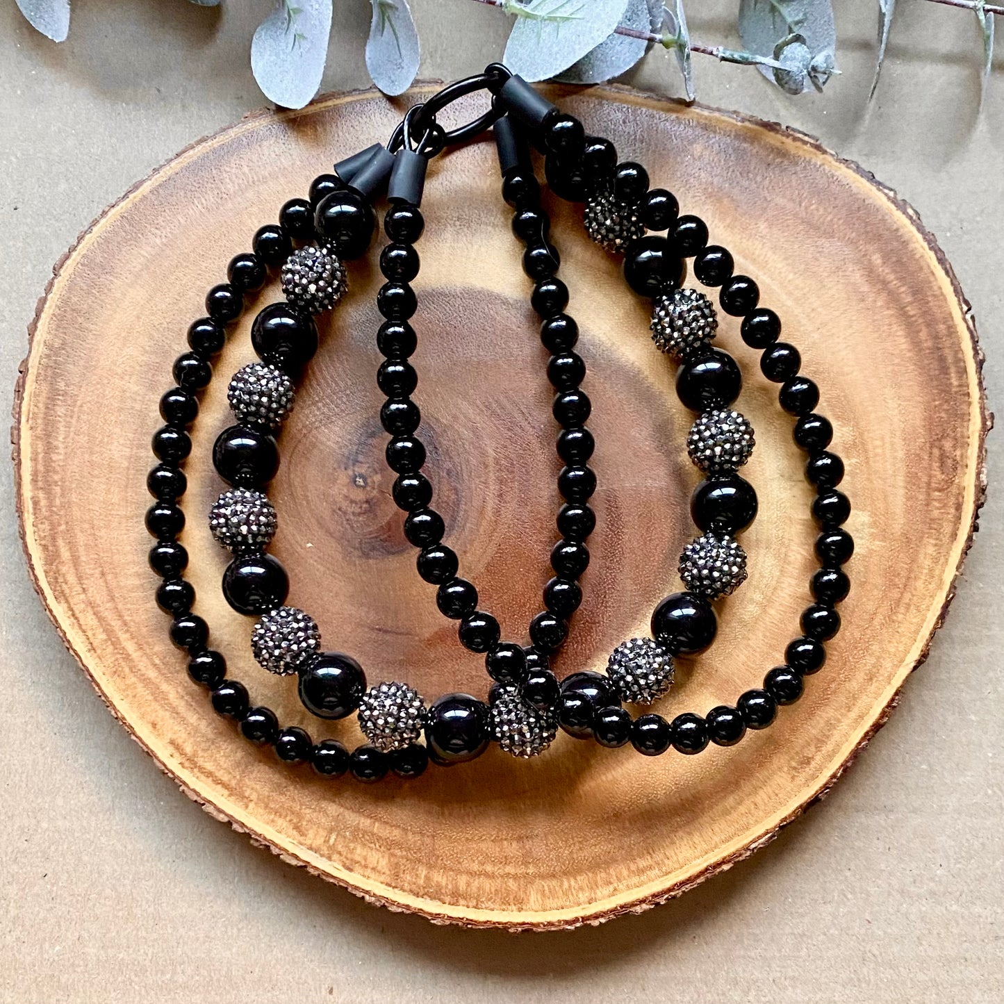 Black Venom 3 String Beaded Collar