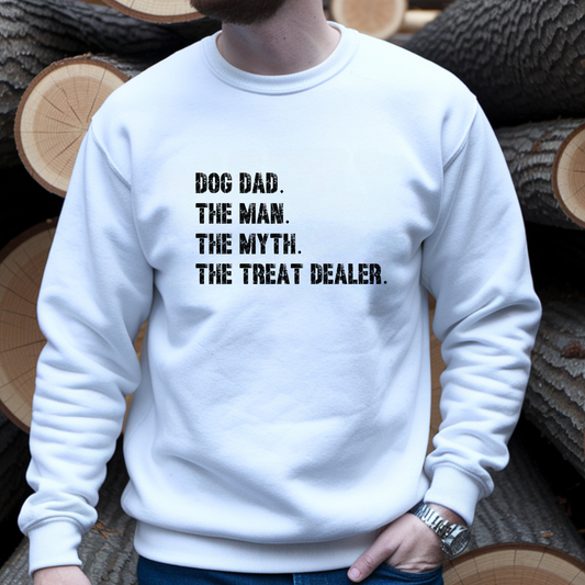 Gray Dog Dad crewneck sweatshirt by Bully Love Boutique featuring a casual fit and printed dog-themed design.